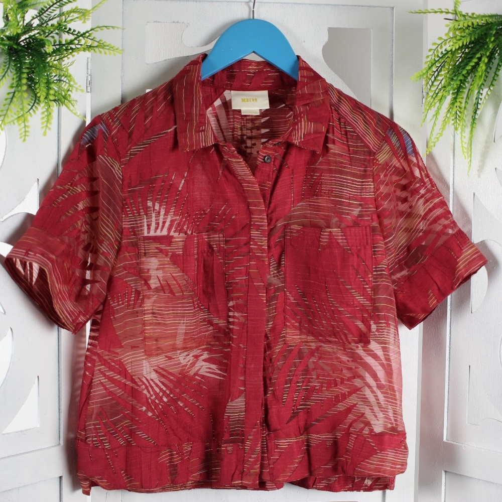 Maeve Spring Short Sleeve Sheer Blouse Size 4 NEW